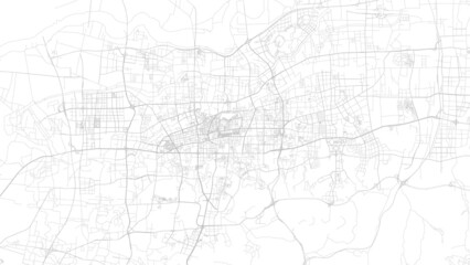Jinan map city poster province, white and grey horizontal background vector map. Municipality area road map. Widescreen skyline panorama.