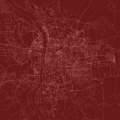 Changsha city China municipality province vector map. Red road map, municipality area. Urban skyline panorama for tourism.