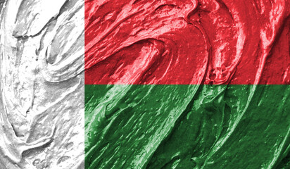 Madagascar flag on watercolor texture. 3D image