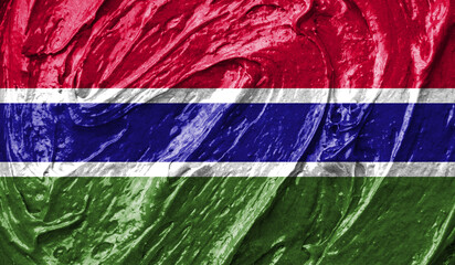 Gambia flag on watercolor texture. 3D image