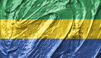 Gabon flag on watercolor texture. 3D image