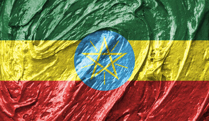 Ethiopia flag on watercolor texture. 3D image
