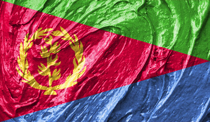 Eritrea flag on watercolor texture. 3D image
