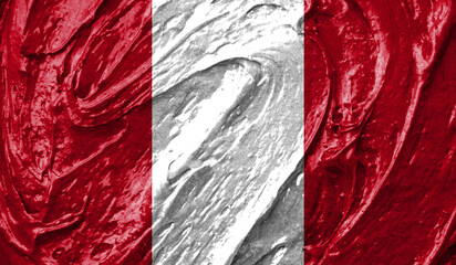Peru flag on watercolor texture. 3D image