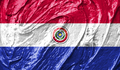 Paraguay flag on watercolor texture. 3D image