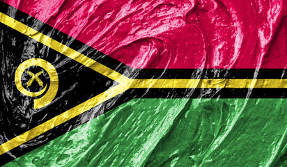 Vanuatu flag on watercolor texture. 3D image
