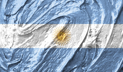Argentina flag on watercolor texture. 3D image