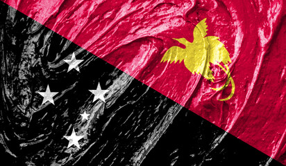 Papua New Guinea flag on watercolor texture. 3D image