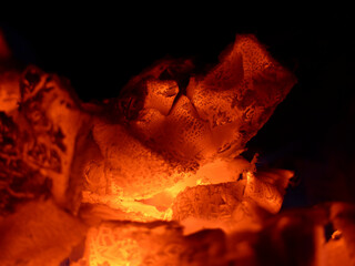 hot coal in the fireplace
