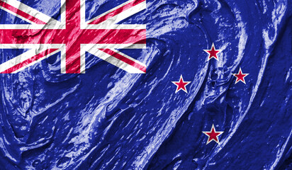 New Zealand flag on watercolor texture. 3D image
