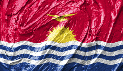 Kiribati flag on watercolor texture. 3D image