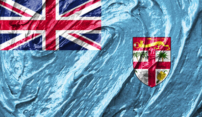 Fiji flag on watercolor texture. 3D image