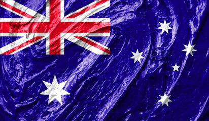 Australia flag on watercolor texture. 3D image