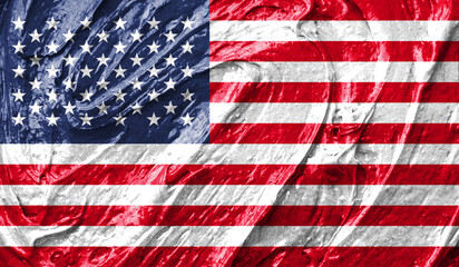 USA flag on watercolor texture. 3D image