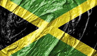 Jamaica flag on watercolor texture. 3D image