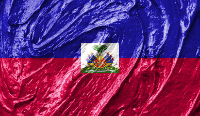 Haiti flag on watercolor texture. 3D image