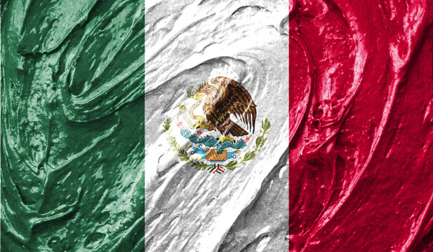 Mexico flag on watercolor texture. 3D image