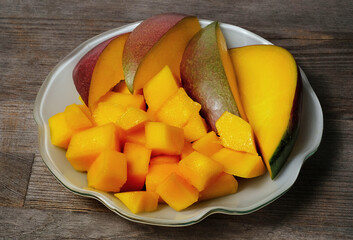 Mango slices on a plate