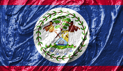 Belize flag on watercolor texture. 3D image