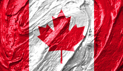 Canada flag on watercolor texture. 3D image