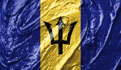 Barbados flag on watercolor texture. 3D image