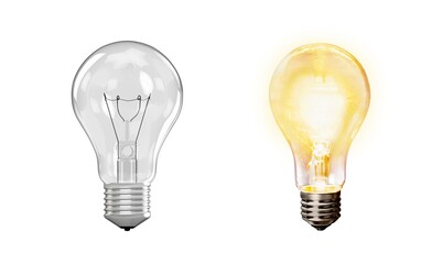 Classic light bulb. Turn on and turn off of light bulb, innovation, save energy