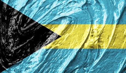 The Bahamas flag on watercolor texture. 3D image