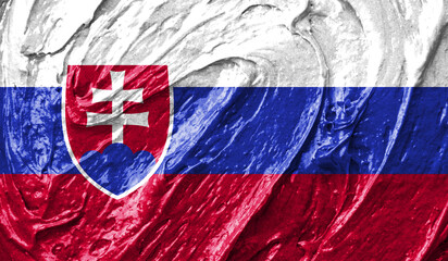 Slovakia flag on watercolor texture. 3D image