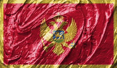 Montenegro flag on watercolor texture. 3D image