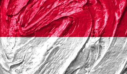 Monaco flag on watercolor texture. 3D image