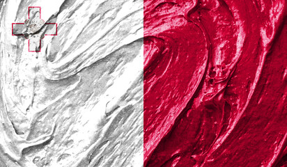 Malta flag on watercolor texture. 3D image