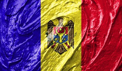 Moldova flag on watercolor texture. 3D image