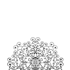 Decorative round frame. Abstract floral ornament. Lace pattern design.
