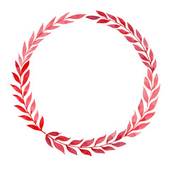 Obraz premium Simple wreath of red leaves. Watercolor illustration isolated on white.