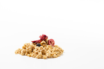 Granola on white background