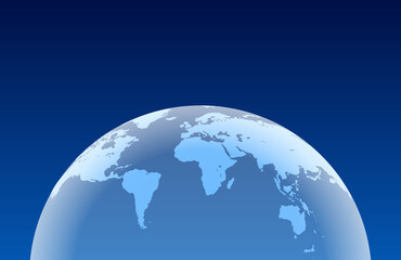 Global curved World map. Blue Earth Planet background illustration. Vector EPS10.