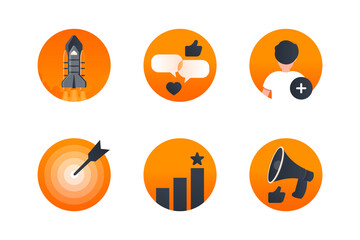 SMM vector icons. Marketing vector icon set for you social media projects.
