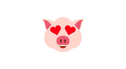 Smiling Piggy Face With Heart Eyes Emoji flat icon, vector sign, colorful pictogram isolated on white. Pink pig head emoticon, new year symbol, logo illustration. Flat style design