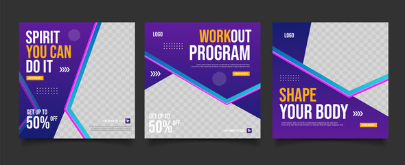Sport Gym Fitness social media post template
