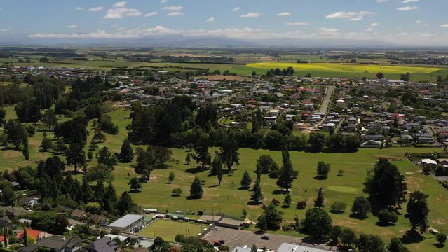 Aerial, drone shot of Timaru, South Island, New Zealand