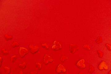 Valentine, beautiful red background with hearts. Selective focus.