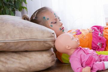 The girl is sick with chickenpox