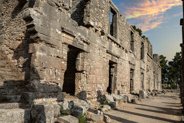 Ruins of Seleukeia (Pamphylia, Lyrbe) Ancient Greek city on the Mediterranean coast of Pamphylia. Side, Antalya, Turkey.