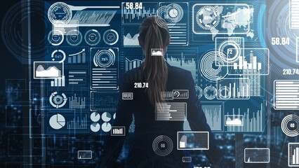 Big Data Technology for Business Finance Analytic conceptual . Modern graphic interface shows...