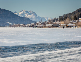 frozen lake at the White lake (in German Weissensee)