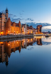 Fototapeta na wymiar Gdansk, Poland, medieval crane (Zuraw) on Motlawa river historical waterfront, former seaport