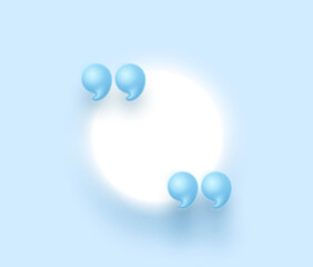 3d quote realistic render design in cute cartoon style volumetric icons of quotation marks. Innovative Quote speech bubble template. Modern Minimal 3d render cartoon design quotation bubble message