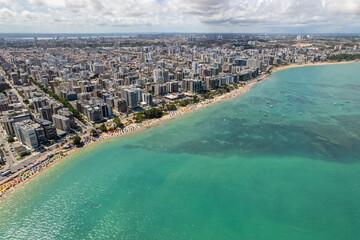 Aerial view of beaches in Maceio, Alagoas, Northeast region of Brazil.