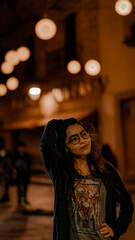 Night Street Photoshoot with a beautiful young girl 