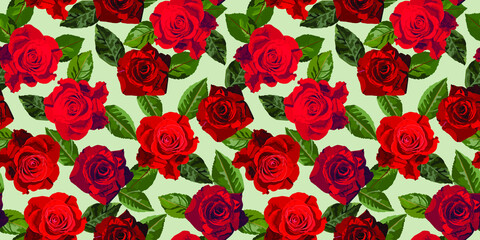 Red roses vector seamless pattern